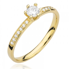 Pierścionek zaręczynowy z Diamentami 0,37ct - żółte/białe złoto próby 585